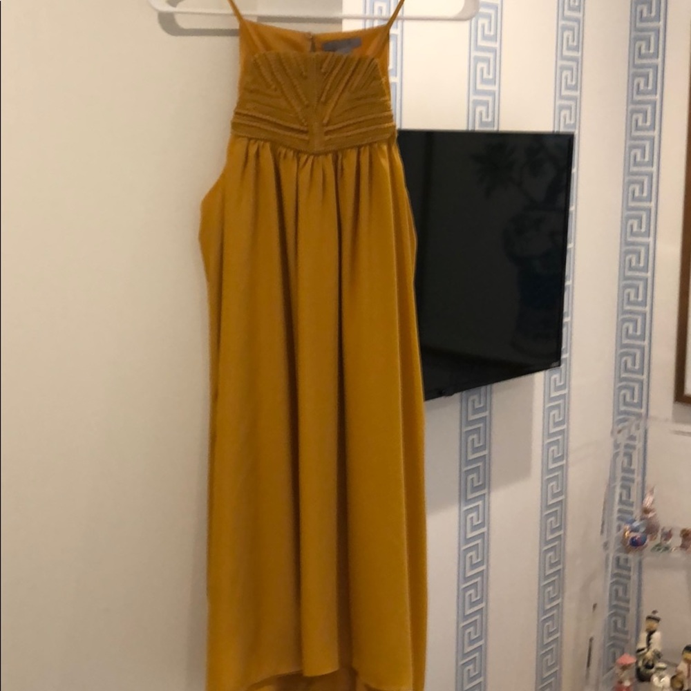 Mustard Yellow detailed top of strappy mini dress